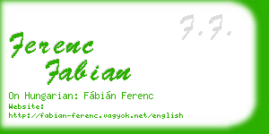 ferenc fabian business card