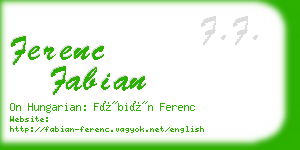 ferenc fabian business card